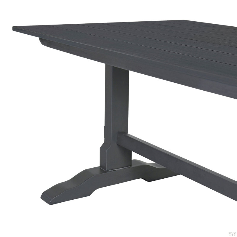 Ensemble de salle à manger 3 pièces, table à tréteaux rectangulaire et 2 bancs en bois, Gris