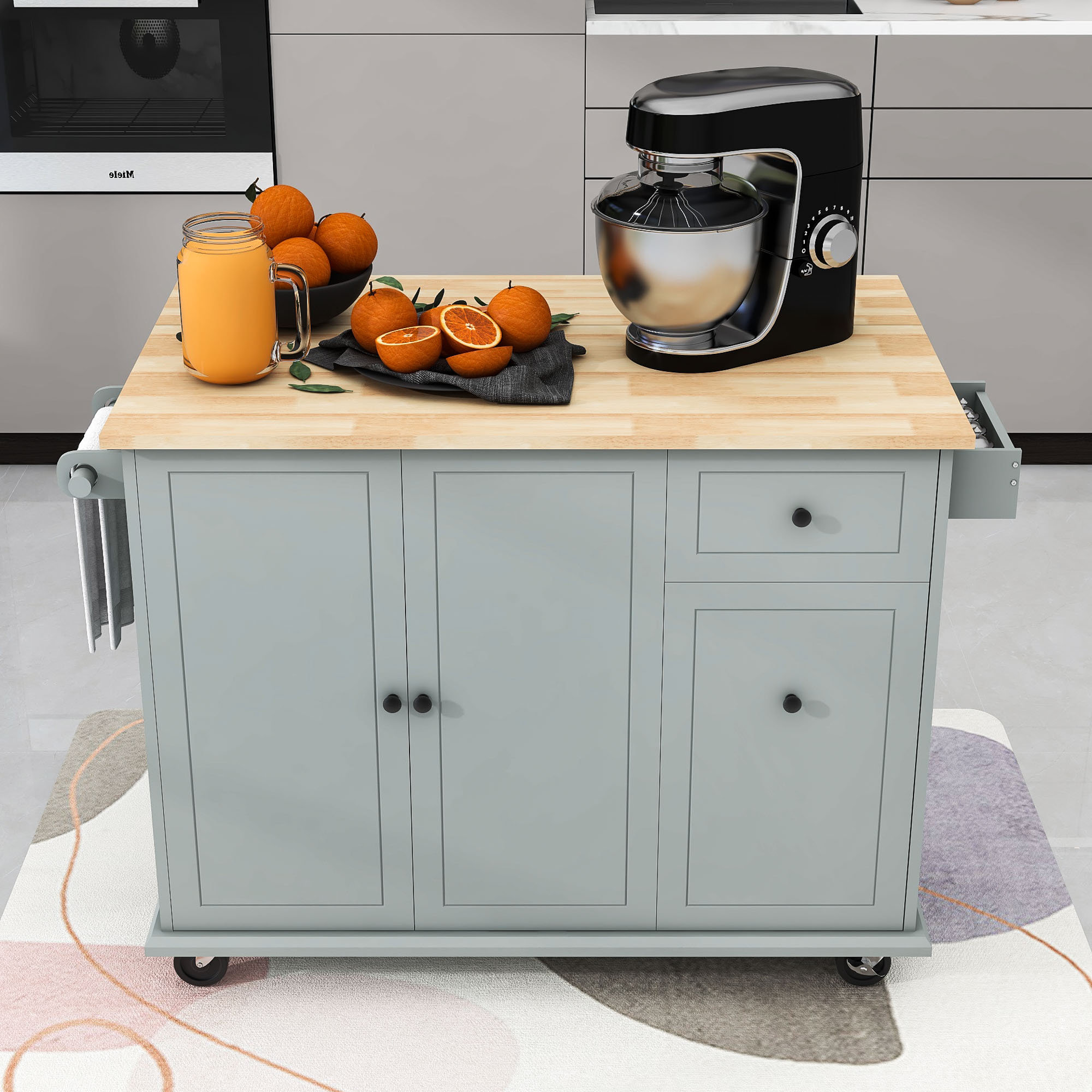 Red Barrel Studio® Mintaras Kitchen Island with Drop Leaf, Rolling