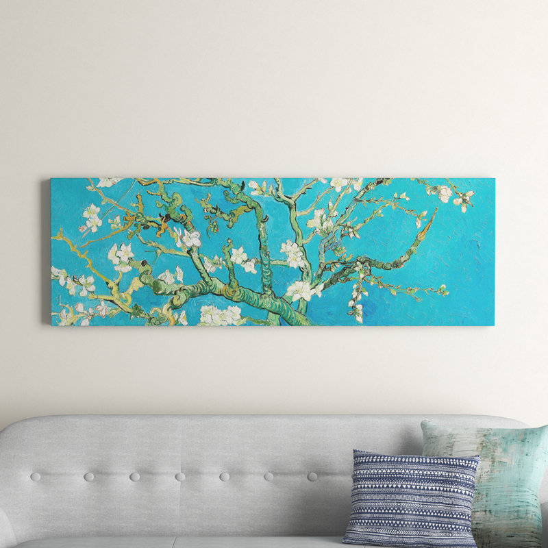 Almond Blossom by Vincent Van Gogh - Panoramic Painting on Canvas, 30.48 cm H x 91.44 cm W x 1.91 cm D, No Frame