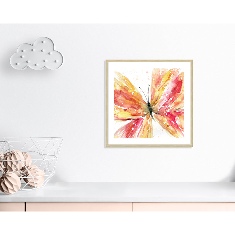«Butterfly Flying II», art encadré, H 26,5 po x l 26,5 po x P 1,18 po, Cadre champagne