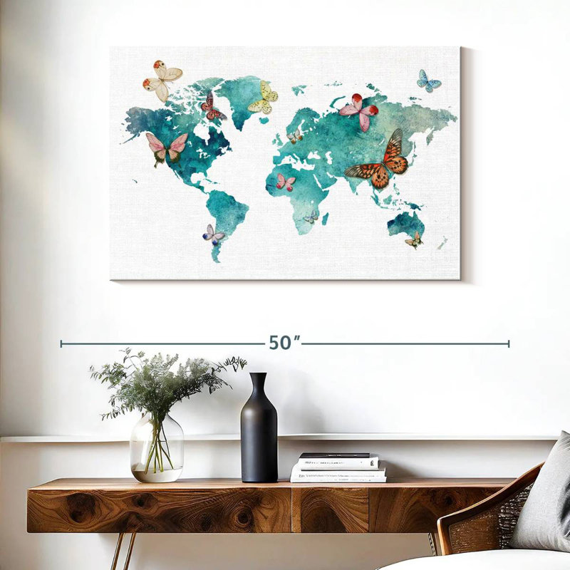 Carte du monde des papillons Aliaz, H 26 po x l 39 po