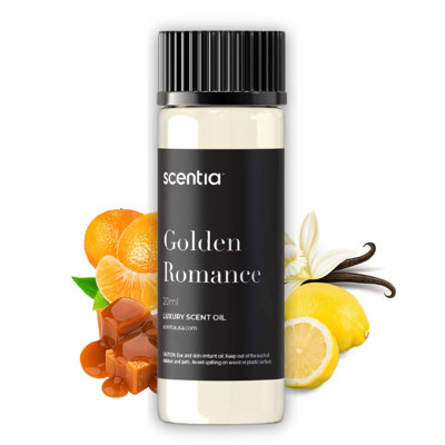 Golden Romance Diffuser Oil | Romantic Essential Aromatherapy Oil For Love And Date Night | Valentine Collection Oil With Mandrin, Lemon, Bourbon & Musk | 20Ml | 0.67 Fl Oz