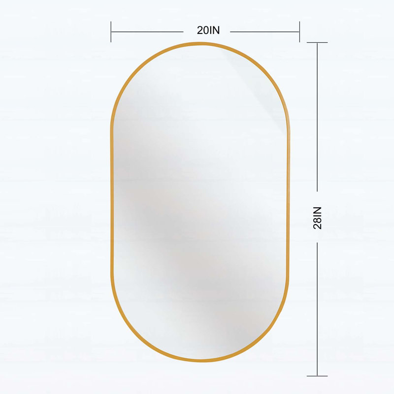 Élégant miroir ovale en métal, Doré, 28 po x 20 po