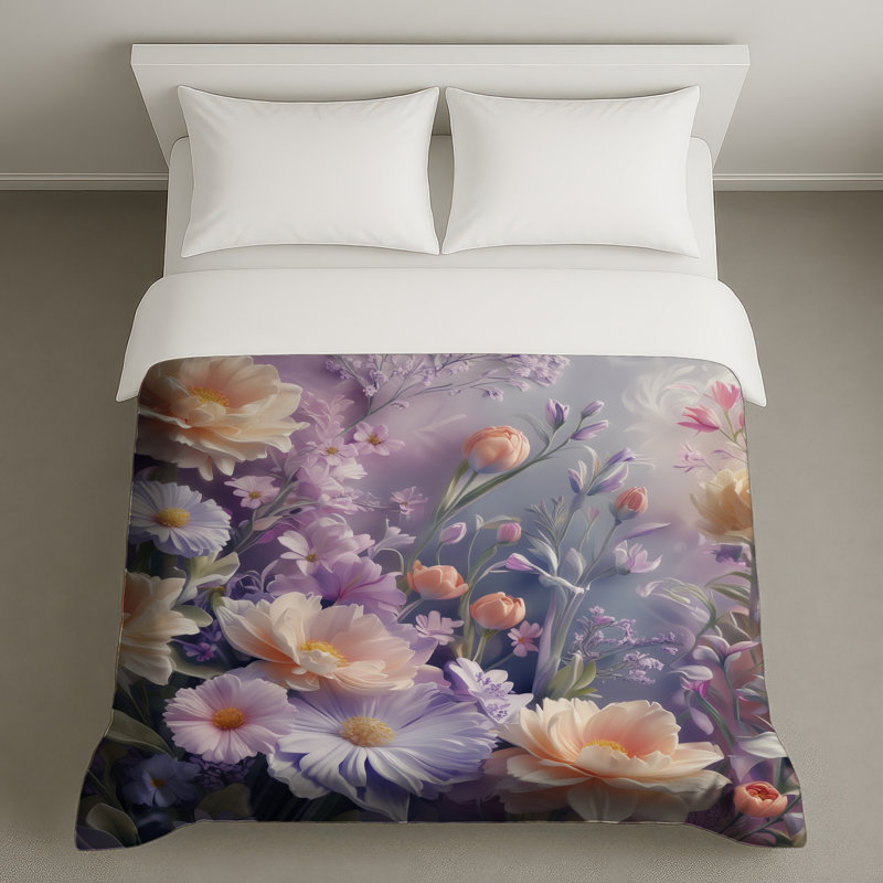 Housses de couette à arrangement floral pastel, Lit simple