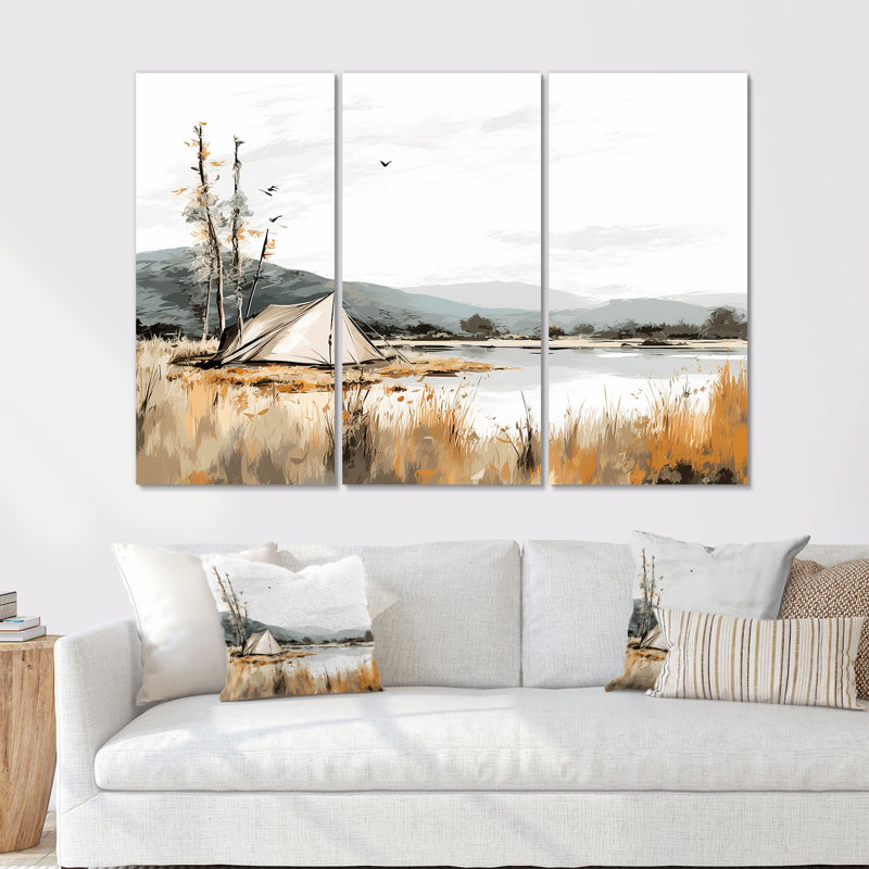 Camping au bord du lac - Ensemble de décorations murales de camping, H 40 po x l 60 po