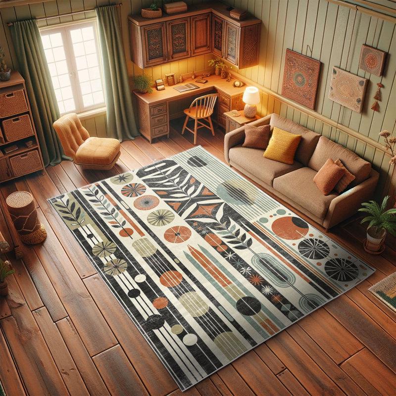 Ambesonne Bohemian High Density Long Fiber Poly Threads Decorative Area Rug Carpet, Rectangle 4' x 5'7"