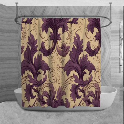 Acanthus Shower Curtain Mediterranean Bathroom Decor Purple