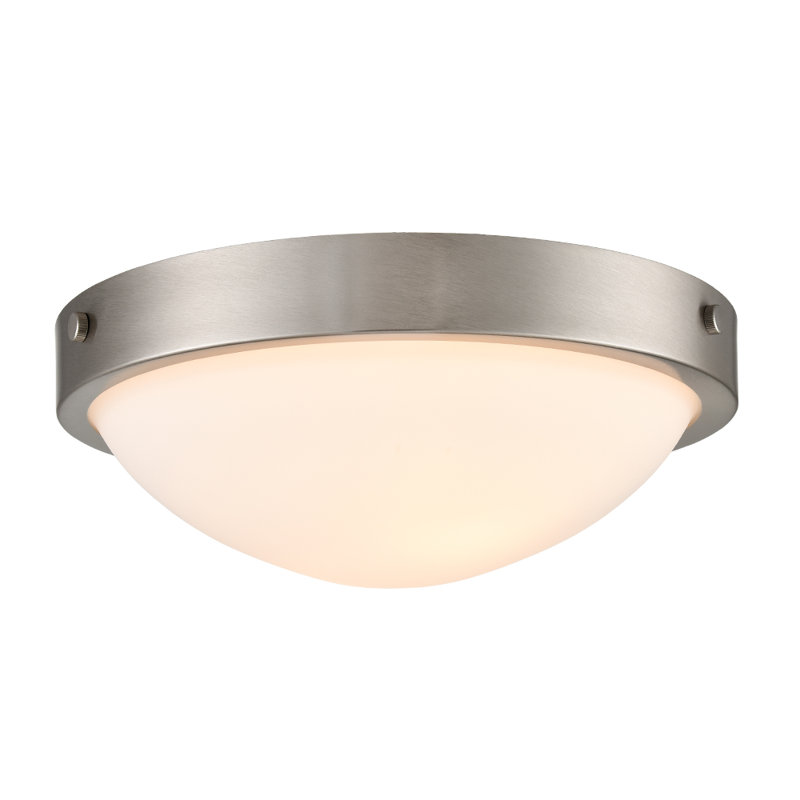 Flush Mount Ceiling Light Milk Glass Shade Ceiling Light Fixture Farmhouse 2-Light, Brushed Nickel