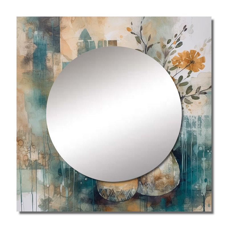 Elmaleh - Grand miroir carré en plumes Boho pour décoration murale, 29 po x 29 po