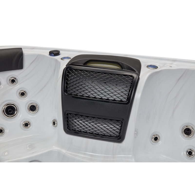 Gray and White 5-Person Luxury Hot Tub with Jets and Ozonator
