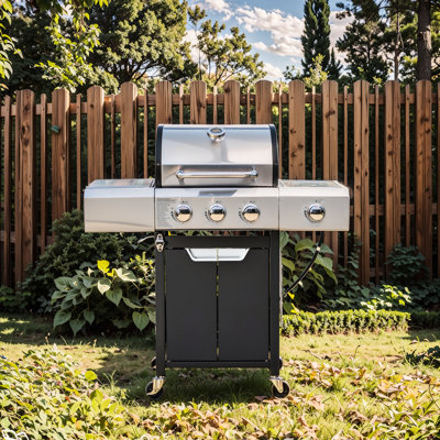Barbecue au propane à 3 brûleurs, acier inoxydable, 287 pieds carrés Po Surface de cuisson de 20,47 po Hauteur de l'emballage, côté et couvercle du brûleur de barbecue, profondeur du produit 44,62, camping