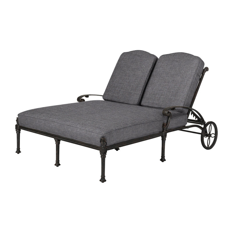 Florence Double Chaise Lounge Frame with Cushions, Cast Slate Sunbrella® Plainweave, Desert Bronze