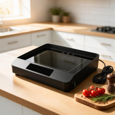 Electric Far-Infrared Griddle, Graphene Microcrystalline Glass Cooktop, 110-120V 1650-1700W Indoor Grill, Easy-Clean Drip Tray