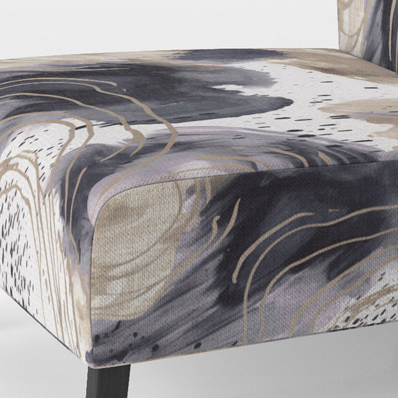 Kyleena 22" W Abstract Slipper Chair, Beige/Gray/White
