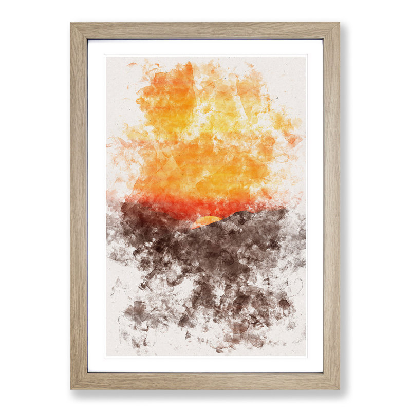 Orange Sunset - Picture Frame Painting Print, Oak Framed, 87cm H x 62cm W x 2cm D