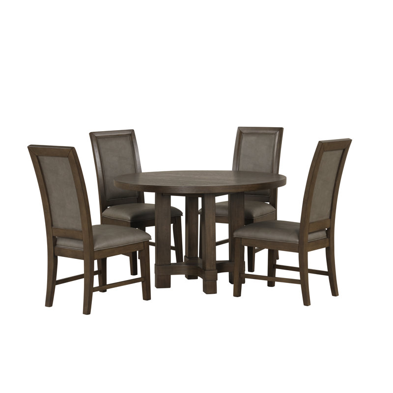 Vikkie 4 - Person Solid Wood Top Pedestal Dining Set