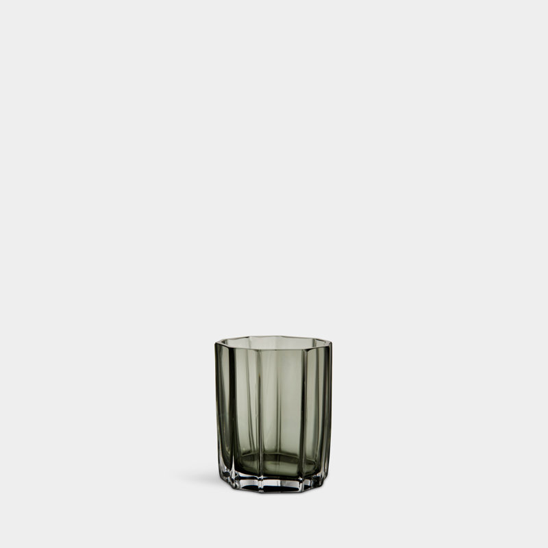 Reed Crystal Glass Tabletop Votive Holder, Moss Green, 3.4'' H X 2.6'' W X 2.6'' D