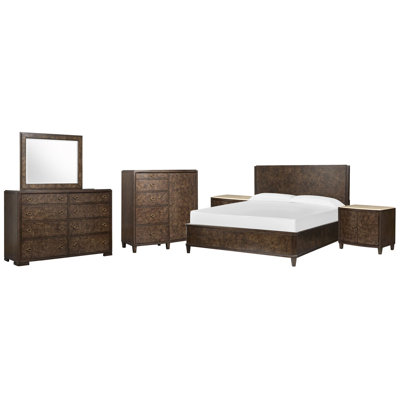 Garofalo Queen Panel Bed 2 Door Nightstands Drawer Dresser With Landscape Mirror And Door Chest