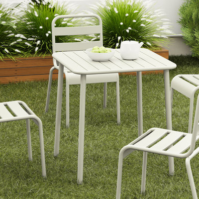 Table carrée d'extérieur moderne et simple blanc moderne, renforcement physique, taille - flexible, 29,13 po, profondeur d'utilisation polyvalente,