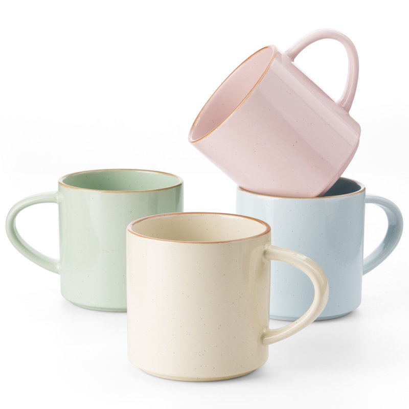  Ensemble de grandes tasses 4 pièces Nebula, Multicolore avec rebord brun