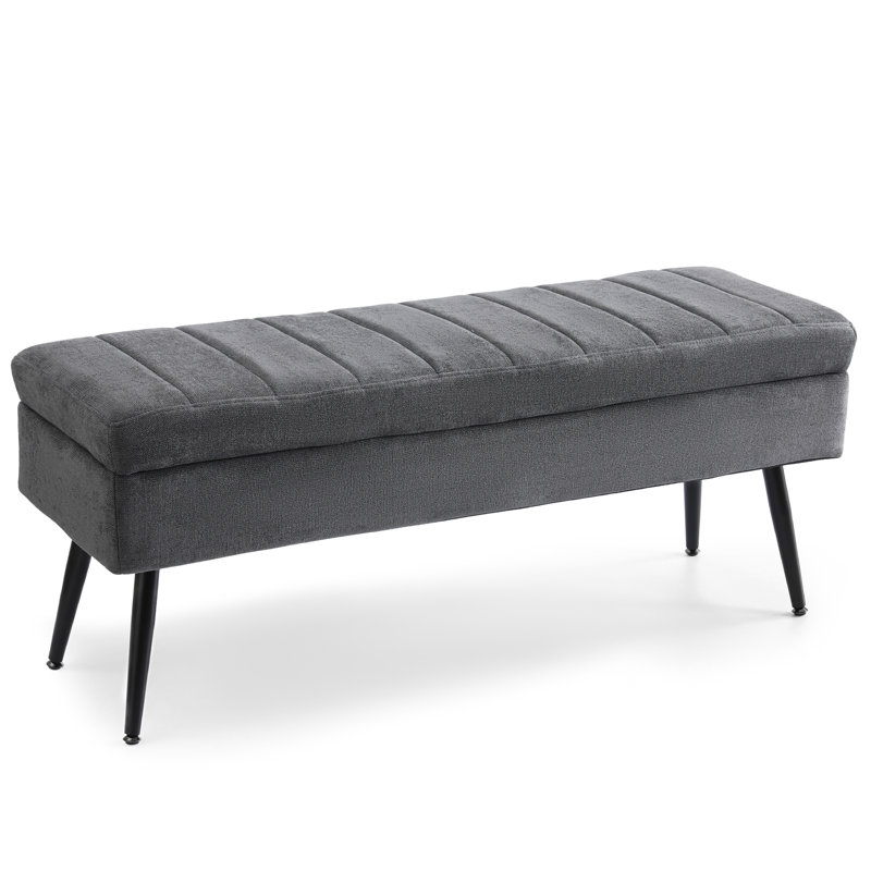 Banc de rangement rembourré Vondale, Gris