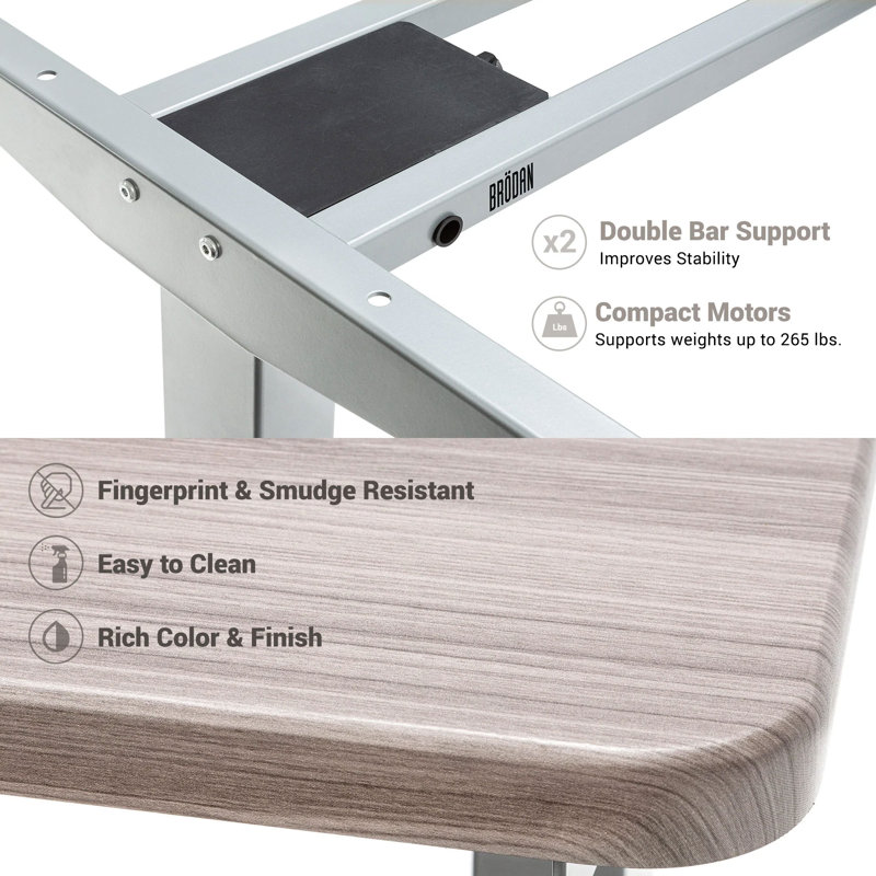 Adjustable L-Shaped Writing Desk with Power Outlet