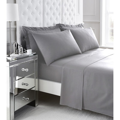 PERCALE FLAT SHEET SUPER KING SILVER