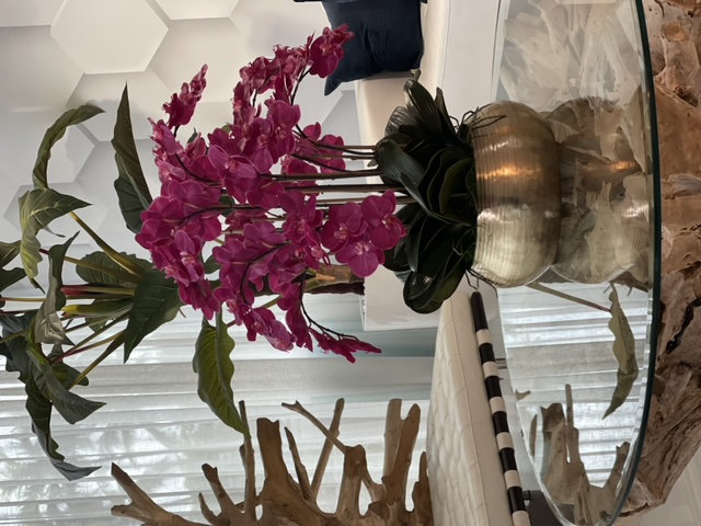 Orchid Faux Floral Arrangement in Vase, Pink