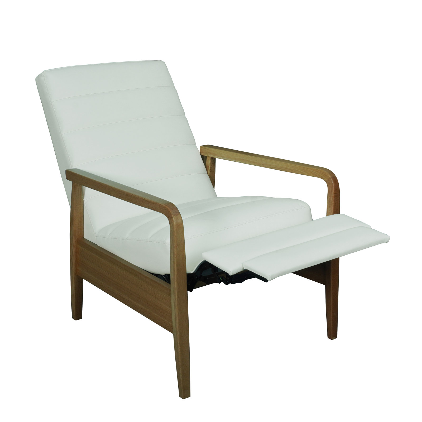 34" Solid Wood Manual Recliner, White/Walnut