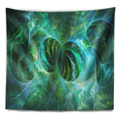 Tapisserie abstraite en verre ornemental bleu fractal