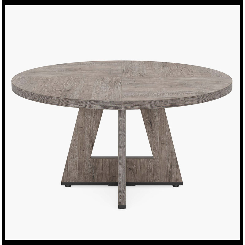 Table de salle à manger ronde pour table de cuisine en bois de 4 po et 47 po, Gris