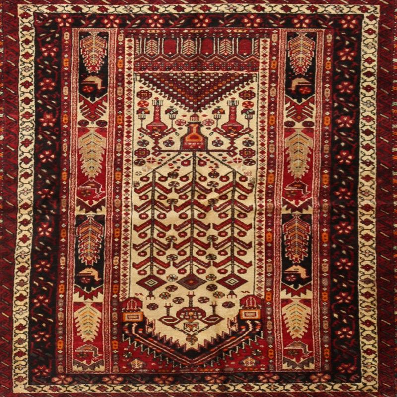 Tapis rouge à motif sud-ouest, Carré 6 pi