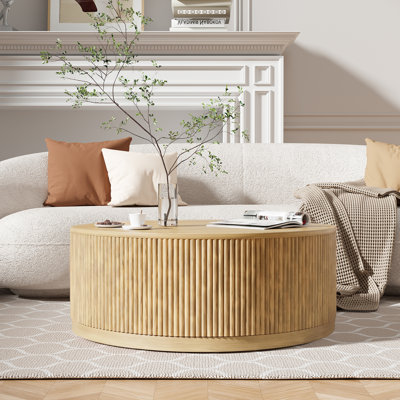 Table basse ronde en bois massif de 36,02 po Sharna
