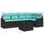 Ensemble de canapé vidaXL avec coussin 6 pièces synthétique noir: rotin de polyester-307853134