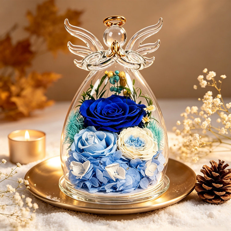 Bougeoir en résine sous cloche en verre, figurine décorative, souvenir, décoration intérieure, violet, jaune, bleu, rouge