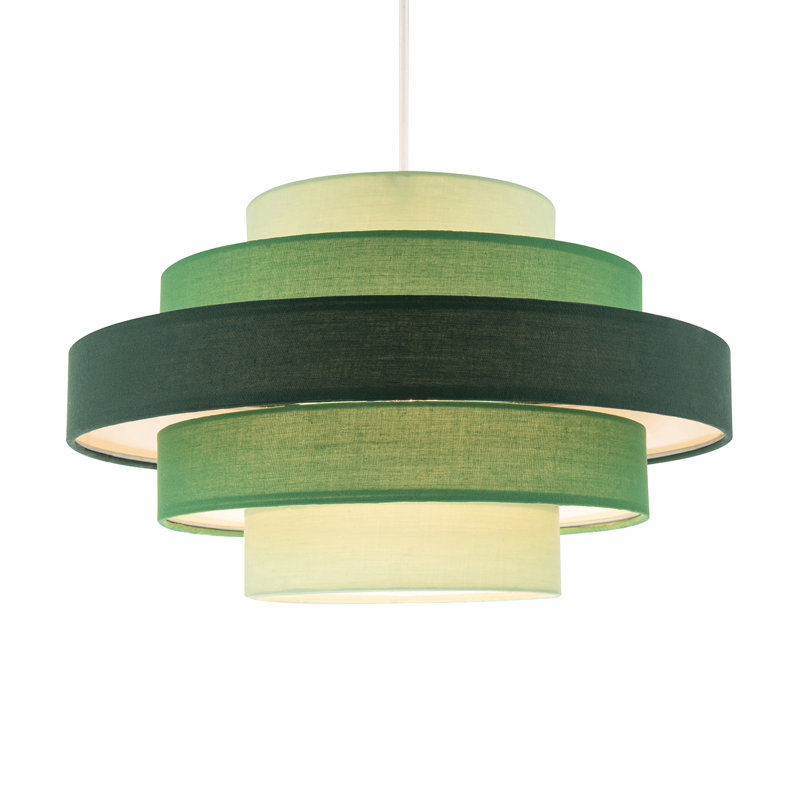 Five Tier Pendant Lighting Shade With Various Cotton Rings By, Green