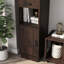 Milton 75.43"H Pier Bookshelf with Open Shelves and Cabinet-69157792
