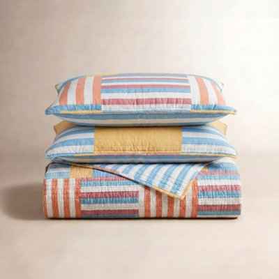 Sol Stripe Cotton Quilt Set