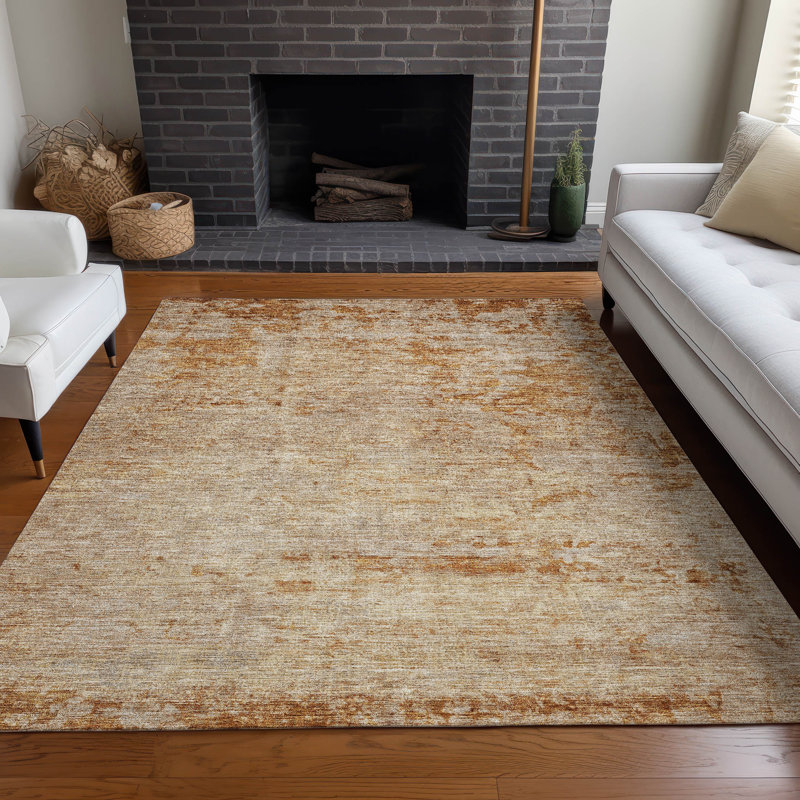 Red Abstract Rectangular Washable Synthetic Rug 3' x 5'