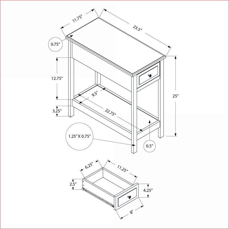 Table basse transitionnelle en placage brun - plateau carré spacieux, peu encombrant Facile à assembler