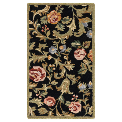 Hollander Hand-Hooked Wool Black Area Rug