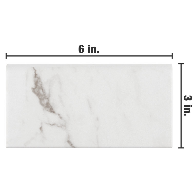 Carreau de céramique bullé blanc mat 6 po x 3 po Classico Carrara