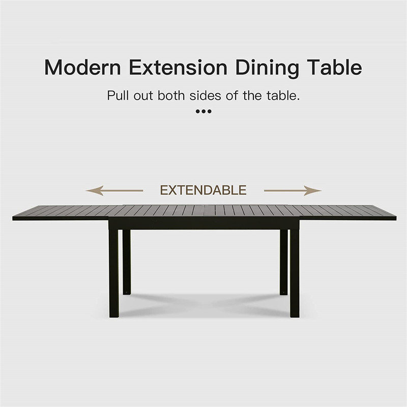 Table de salle à manger d'extérieur brun foncé en aluminium extensible de 53 à 106 po pour 6 à 8 personnes
