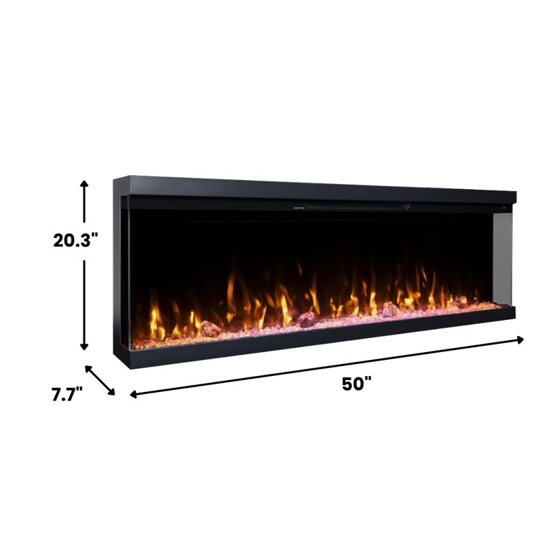 Modern Ember Aerus Skyline Linear Multi Sided Smart Electric Fireplace - Alexa & Google Asst, 20.3” H x 50” W x 7.7” D  