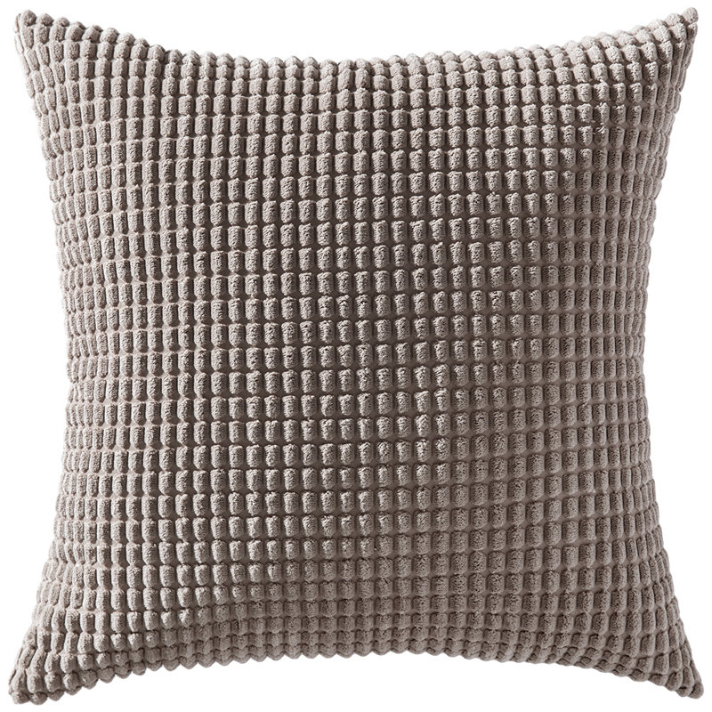 Coussin en velours côtelé doux, Taupe, 18 po x 18 po