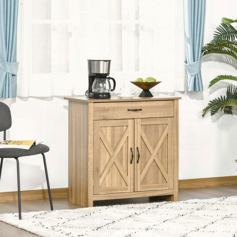Farmhouse Sideboard Buffet Cabinet with Barn Doors and 3-Level Adjustable Shelf