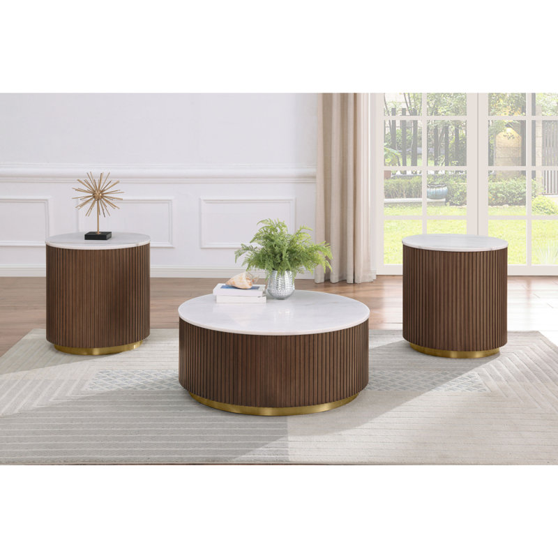 Ensemble de tables basses rondes 3 pièces Sennewald