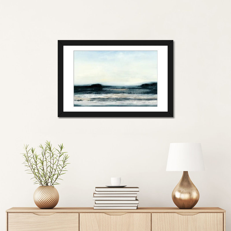 « ocean marée i », impression sur toile, H 16 po x l 24 po x P 1 po, Papier beaux-arts encadré noir, Blanc