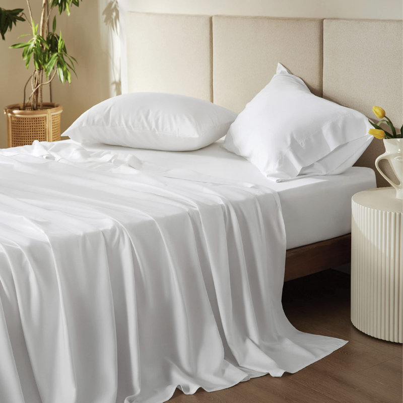 Ensemble de housse de couette en rayonne 4 pièces, Blanc
