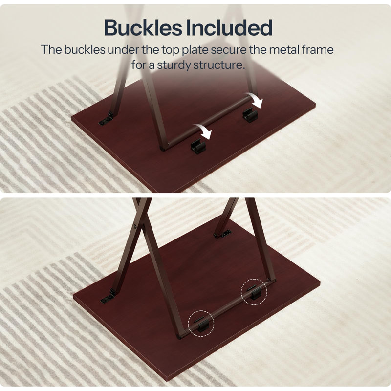 Set of 2 Folding TV Tray Tables, Compact Side Tables for Small Spaces, Brown, Brown